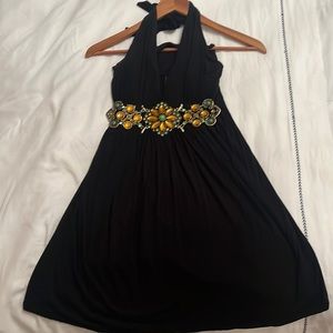 black halter top dress backless